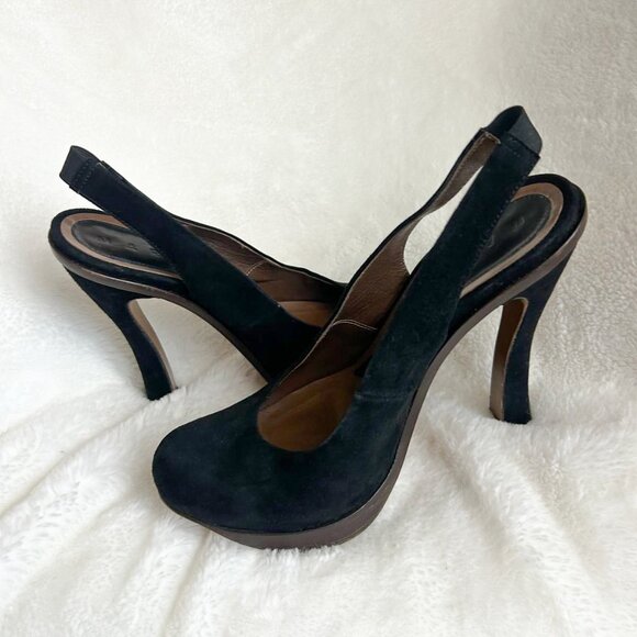 MARNI Sculptured Heels Platform Suede Sandal sz US 7 /IT 37 $680 - Picture 6 of 7